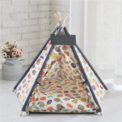 Portatile di Lino Tenda Pet Casa Del Cane gattino Casa Lavabile Teepee del Cucciolo del Gatto Indoor Outdoor Canili Portatile Teepee Cave con Zerbino