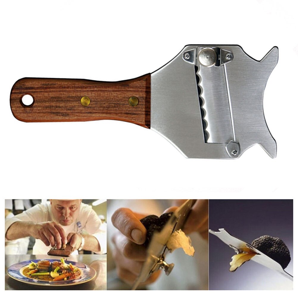 Tryffelskivare multifunktionellt rostfritt stål trähandtag cutter ost/choklad rivare köksredskap: Default Title