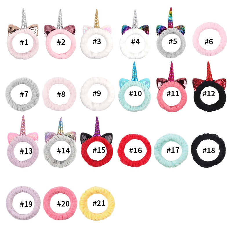 Diadema para lavar la cara con cuerno de unicornio para mujer, diadema de lana Coral blando para maquillaje, Spa, accesorios para el cabello DIY para niña 2023