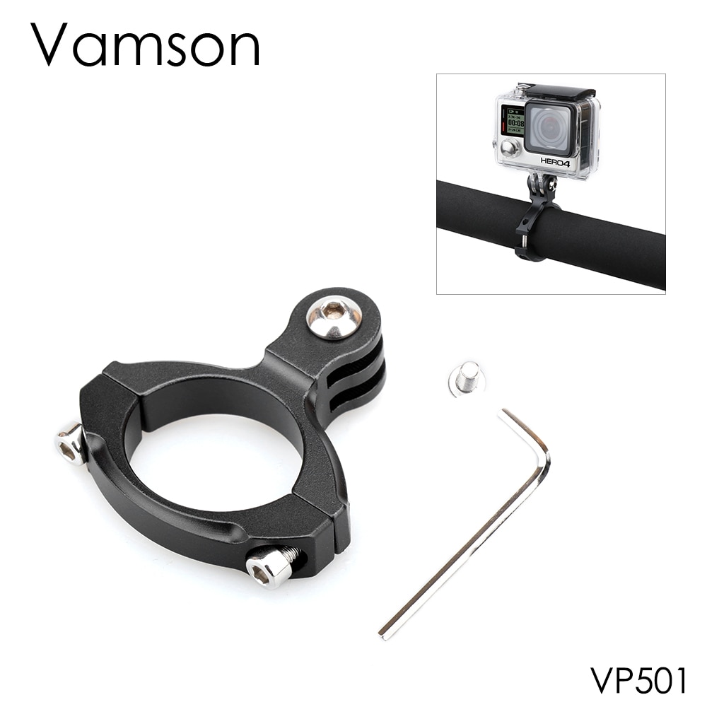 Vamson Voor Go Pro Accessoires Fiets Aluminium Stuur Vaste Klem Voor Gopro Hero 8 7 6 5 4 Voor xiaomi Yi VP501