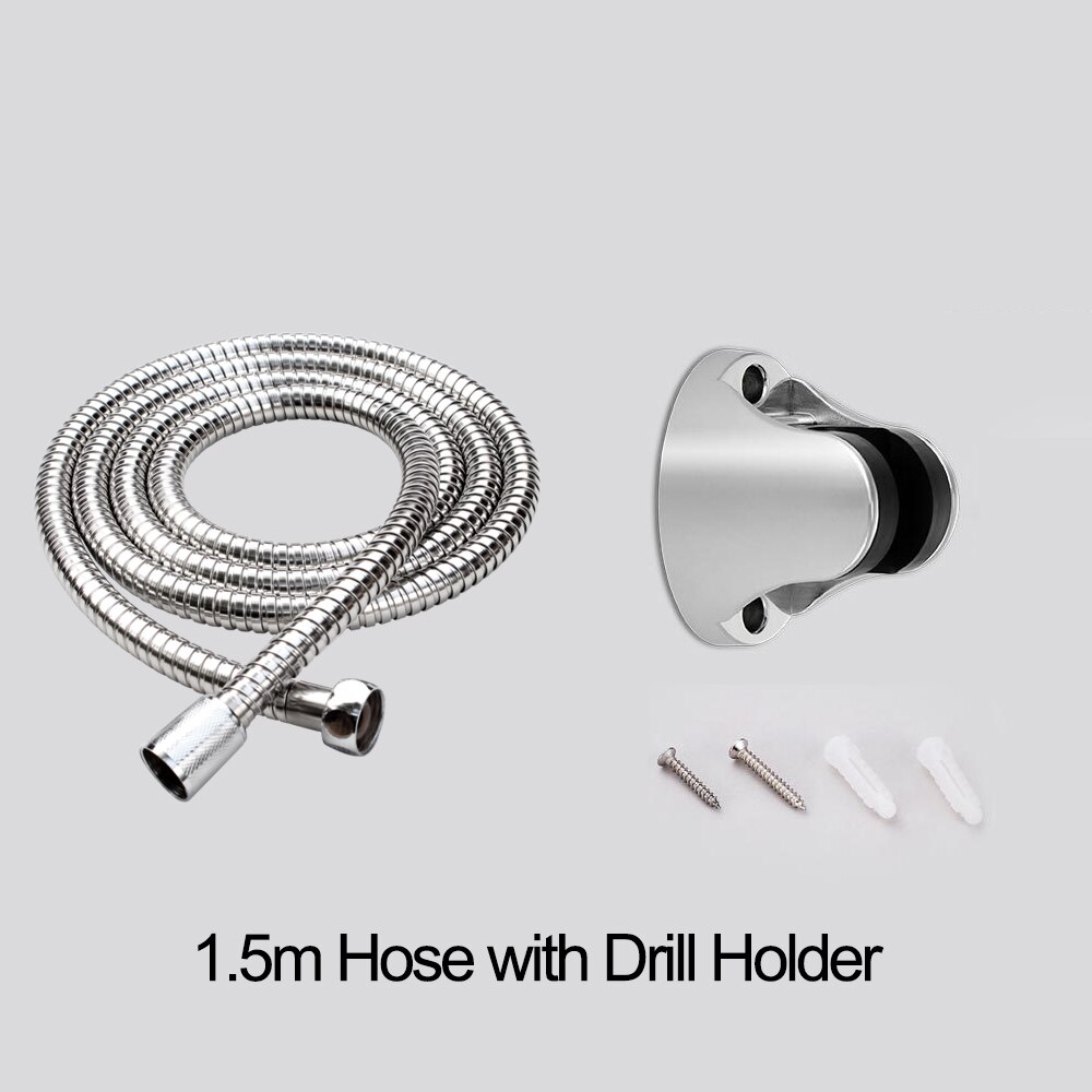 Zhangji Badkamer Douchekop Slang Houder Set 1.5M Chrome Plated 2 Meter Commen Pijp Met Geen Boor Beugel Douche hoofd Accessoire: Pack D