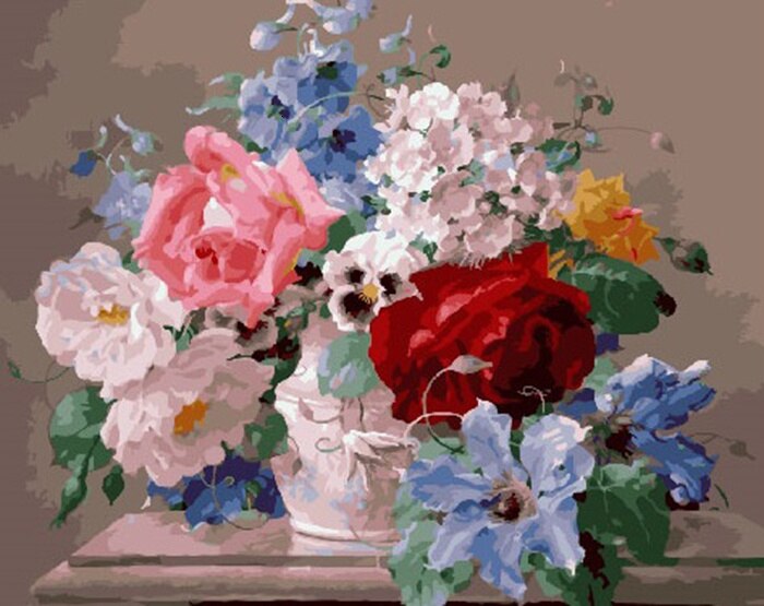 EverShine, Kits de imágenes por números de flores, dibujo pintado a mano, lienzo de peonía, arte de pared, decoración del hogar: SZES-354