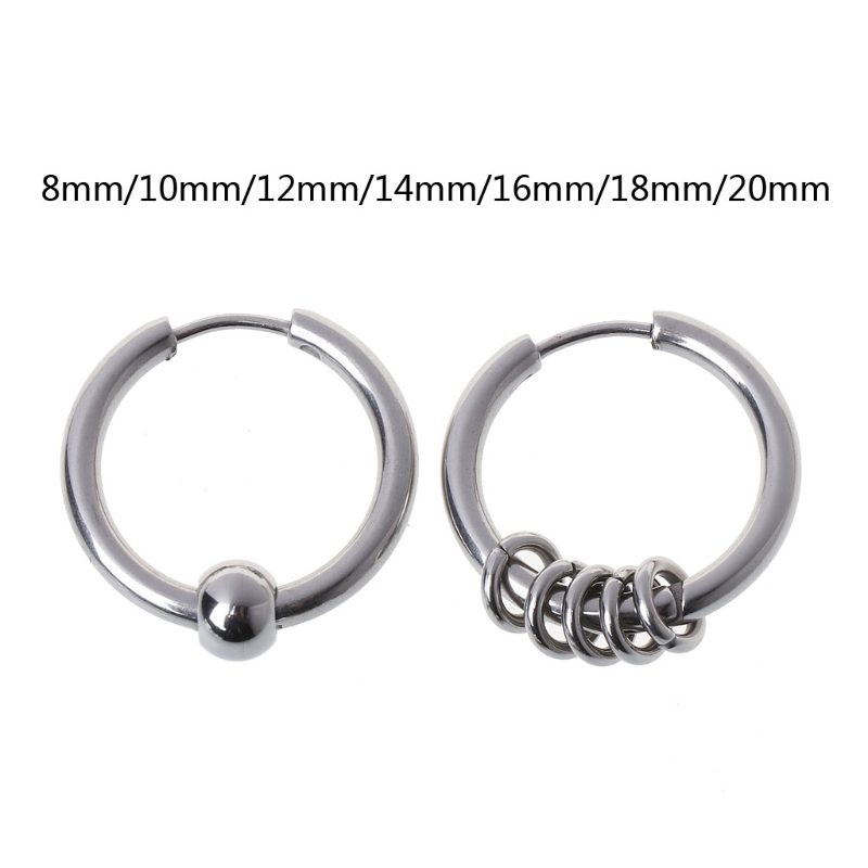 1 Paar 8Mm-20Mm Titanium Staal Hip Hop Hoop Earring Kraakbeen Helix Piercing Oorbellen