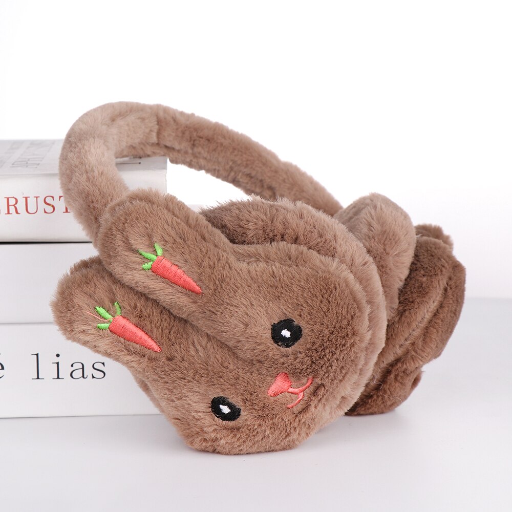 Lovely Winter Ear Muffs Ear Warmer Thicken Plush Unicorn Earmuffs Fluffy Sequin Ear Cover Cute for Cold Weather: Rabbit-coffee