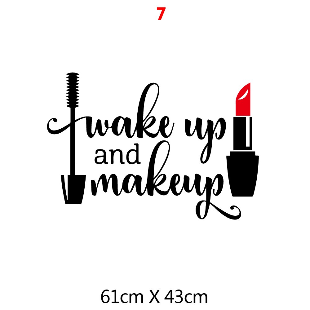 Skønhedssalon salon læbestift øjne vinyl wallsticker tapet til skønhedssalon piger soveværelse indretning vægmaleri plakat citater make up: 7