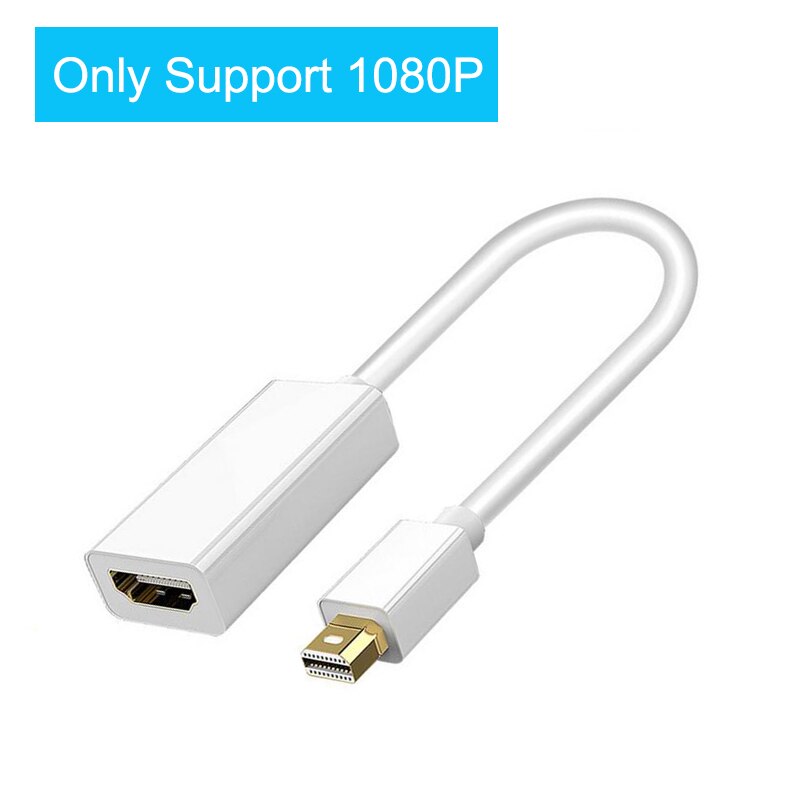 Mini displayport till hdmi-kompatibel 4k 1080p kabel projektor tv projektor dp display port 1.4 för mac mini apple macbook air pro: Vitt stöd 1080p