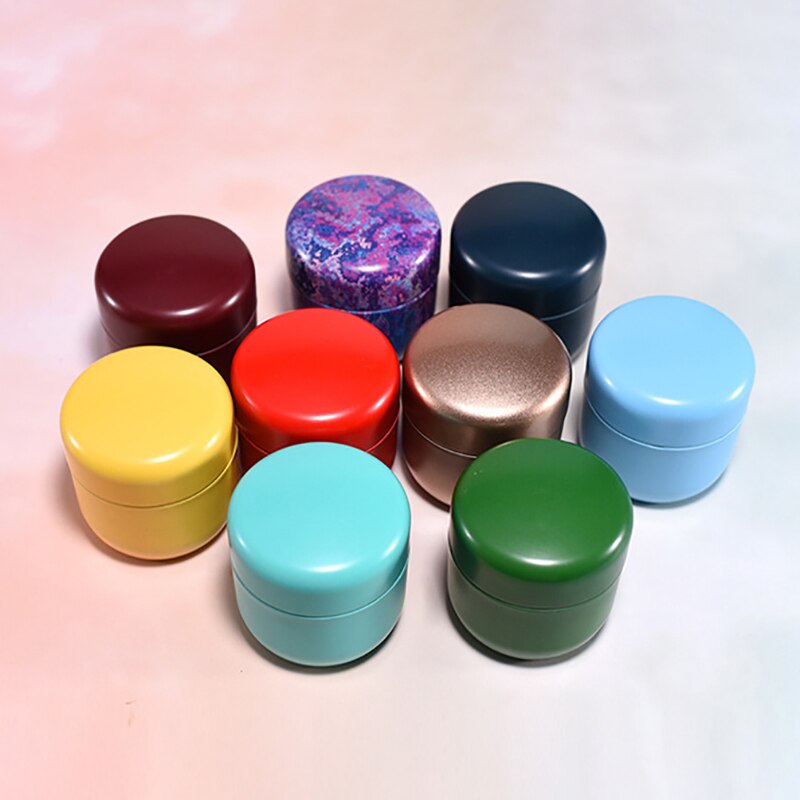 15g Mini Tinplate Tea Storage Tea Tins Round Sealed Tea Spice Container Portable Small Tin Can for Business Trip
