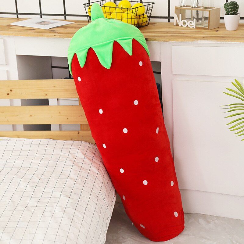 Simulation plante plys legetøj fyldt kaktus jordbær gulerod majs ananas blød dejlig til pige mad plys puder: Rød jordbær / 70cm