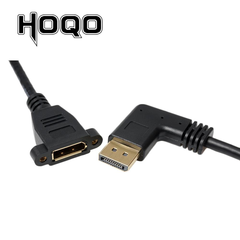 90 degree Left Angled Displayport Panel Mount Extension cable,DP Display port Male to Female Cord Socket Cabo Adapter 1FT 4K: Left Angled