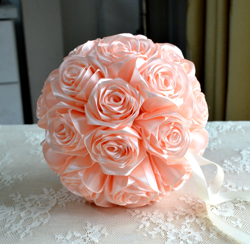 Flower girl kissing ball rose flowers Champage Wedding flower ball rose pomander wedding decoration cinturon flores boda