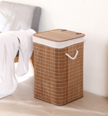 Folding Storage Bucket Laundry Basket Dirty Clothes Basket Storage Bamboo Woven Storage Bucket Dirty Clothes Storage BasketLB596: color4