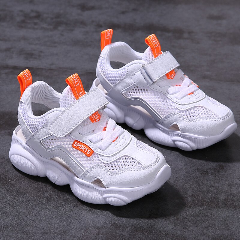 Zomer Kinderen Mesh Schoenen Baby Jongens Meisjes Kinderen Casual Sneakers Ademend Zachte Anti-Slip Running Sport Schoenen Size26-37 wit