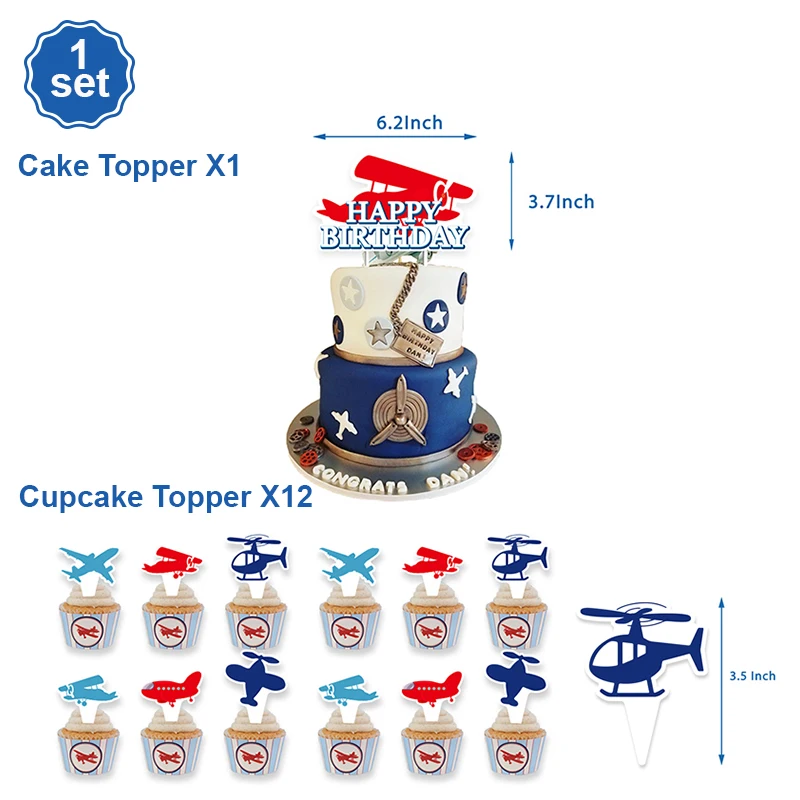 Airplane Foil Balloon Set 32in Number Balloons Banner Kids Boys Girls Airplane Birthday Decorations Aviator Baby Shower Supplies: plum