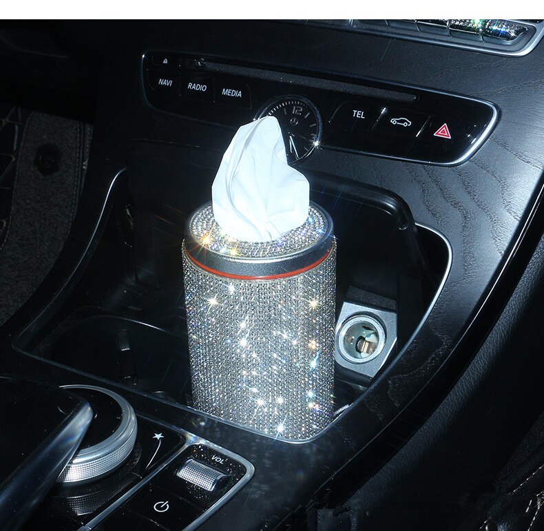 Diamanten Bezaaid Auto Tissue Buis Creatieve Auto Tissue Box Car Netto Rode Diamant Mannen En Vrouwen Auto Interieur