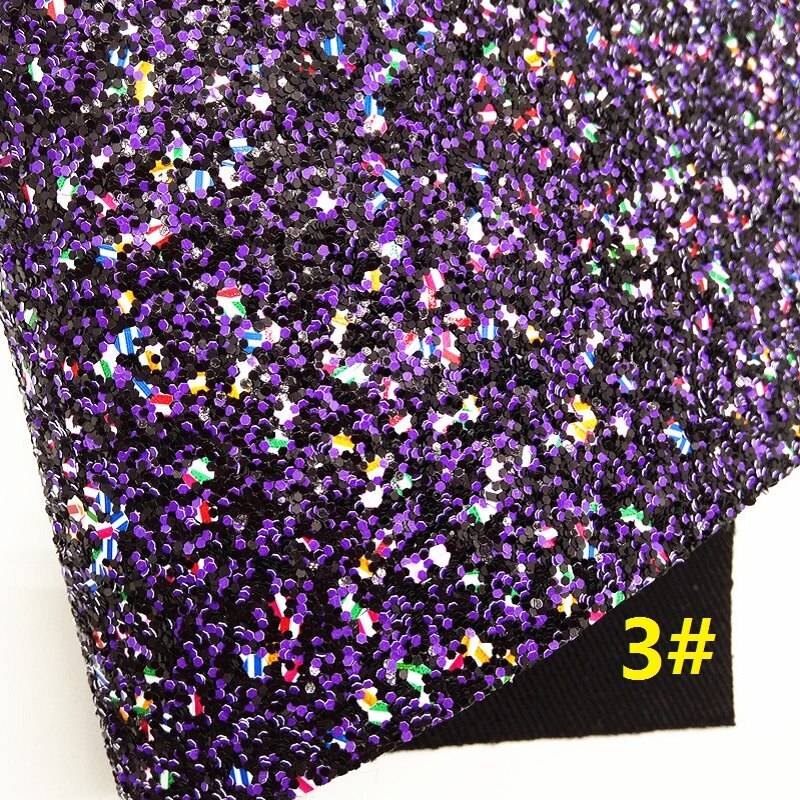 Purple Glitter leather, Plain Soft Faux Leather, Smooth Glitter Fabric For Bow A4 21x29CM Twinkling Ming KM149