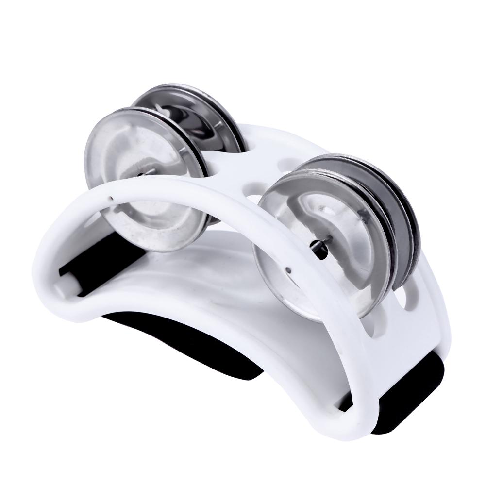 Elliptical Cajon Box Drum Companion Jingle Tambourine Percussion Instruments Accessory Hand Foot Davul Tambourine: White