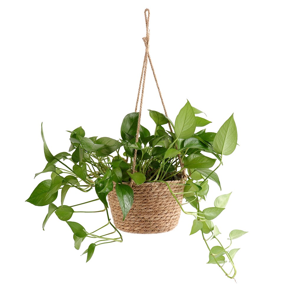 Jute rep hängande kruka vävd växtförvaringskorg inomhus utomhus blomkruka makrame växthängare modern heminredning