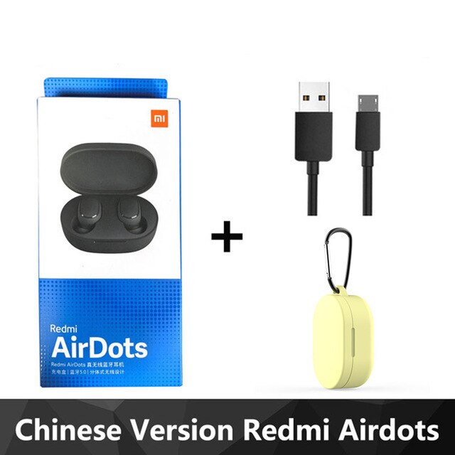 bluetooth earphone Xiaomi Redmi Airdots TWS Bluetooth 5.0 Earphone Stereo Wireless Active Noise Cancellation With Mic: CN yellow case