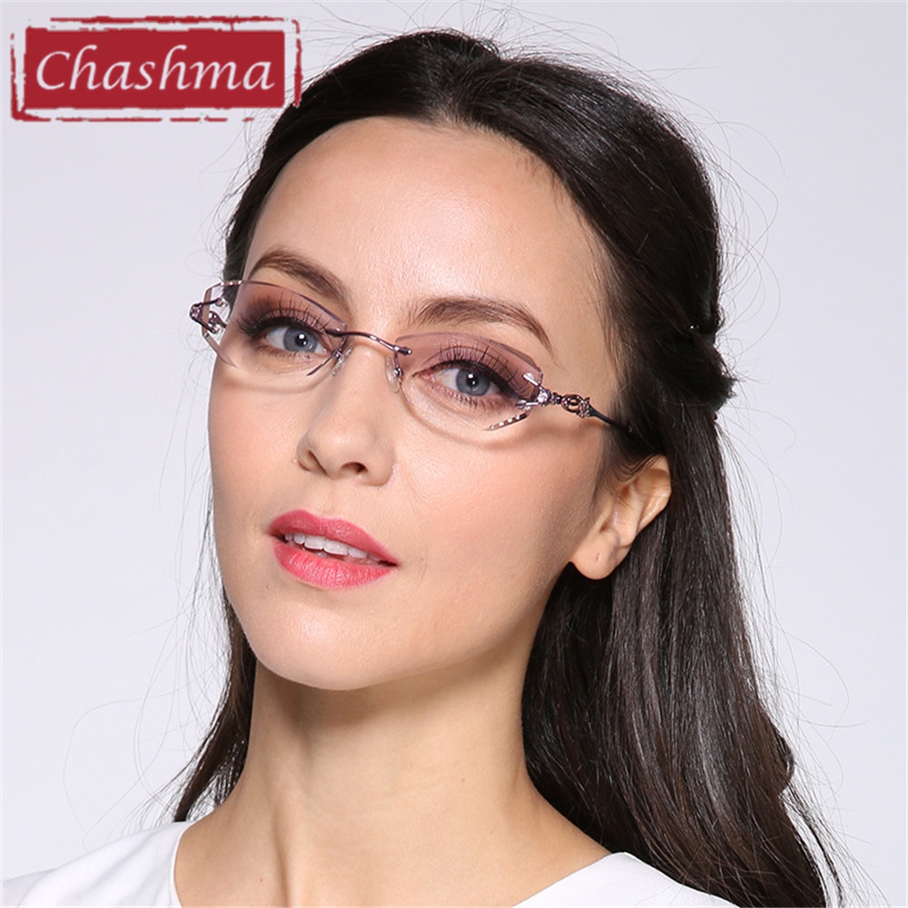 Chashma Luxe Tint Lenzen Bijziendheid Bril Leesbril Diamant Randloze Recept Brilmontuur Vrouwen Brillen