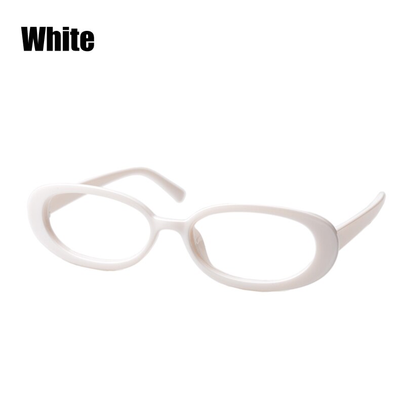 SOOLALA Cute Oval Optical Glasses Frame Women Eyewear Prescription Eyeglasses Frame Clear Lens Myopia Glasses: White