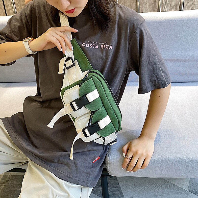 Neue Hüfte hüpfen Taille Tasche Für Frauen Taille Gürtel Taschen Koreanische Harajuku Crossbody Brust Tasche Telefon Pack Multi-tasche kontrast fanny Pack