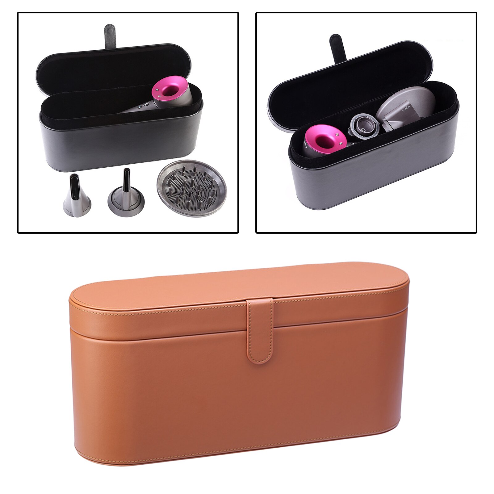 Portable PU Hair Dryer Storage Box for HD03 Dyson Supersonic Hairdryer Fits Accessories Air Brush Organizer: Brown