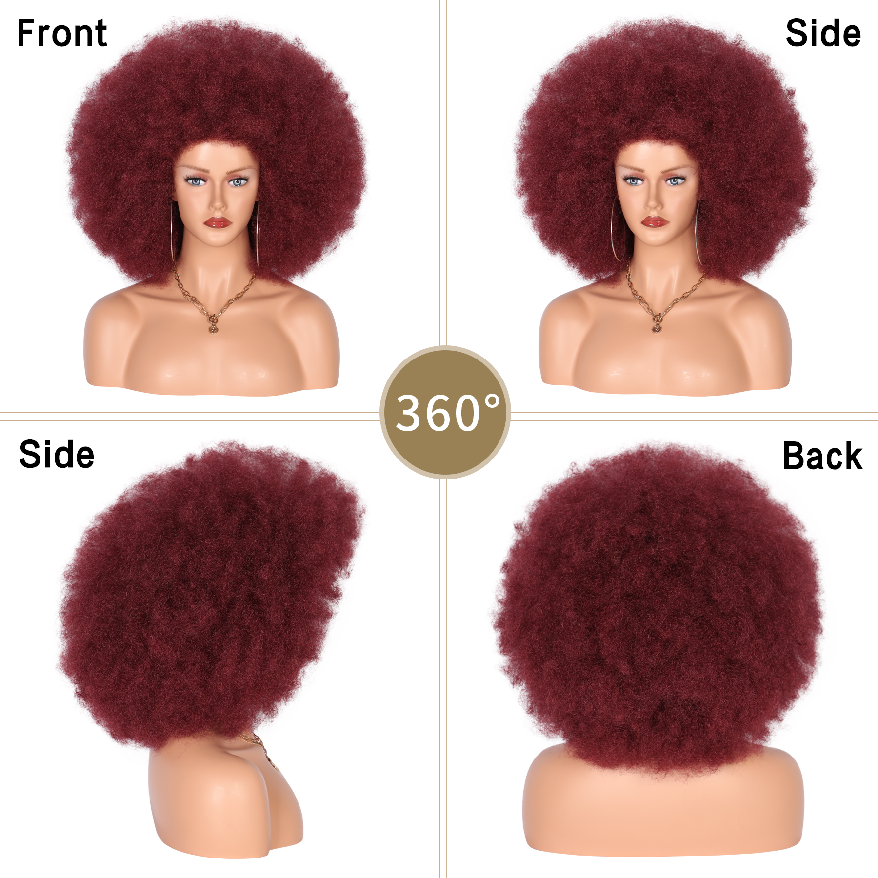Kalyss 16 Inches Afro Kinky Curly Wigs for Black Women Short Large Bouncy Curly Wigs Soft Premium Synthetic Hair Wigs