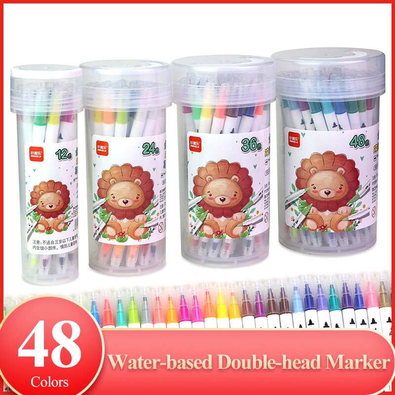 MOKEELO Water-based Double/Twin Headed Markers 12/24/36/48 Colors Sketch Anime Drawing Markers Art Markers Pen Stationery 990