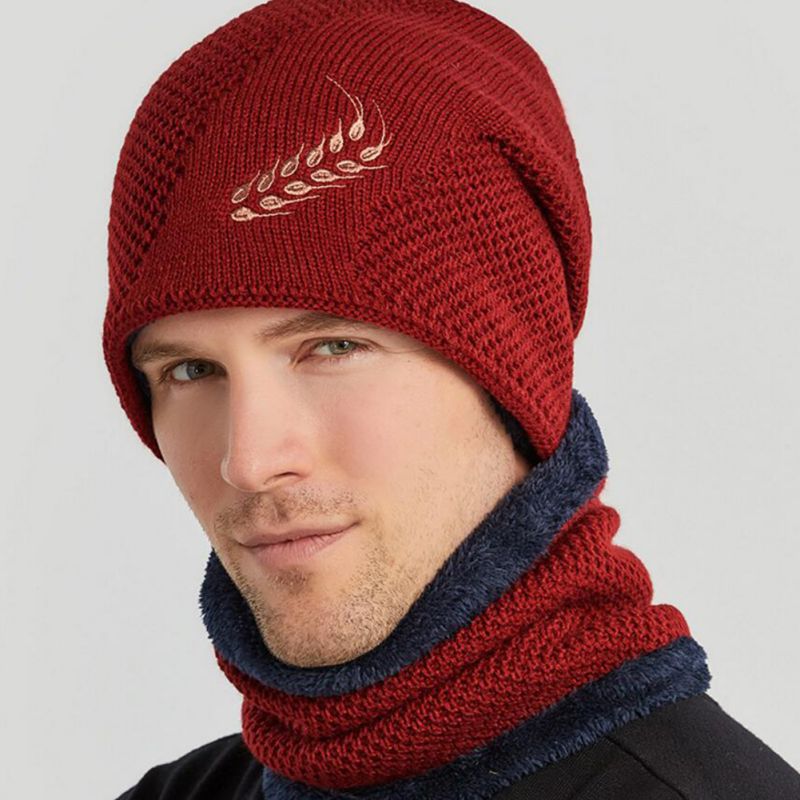 Gorro de punto para hombre de Otoño Invierno, conjunto de bufanda, gorro más cálido, grueso, térmico, mullido, cálido gorro de senderismo, gorros, gorro