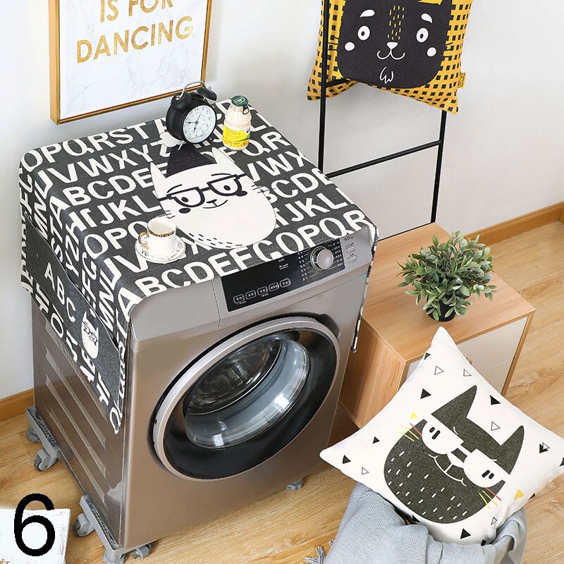 Koelkast Stofkap Met Opbergzakken Wasmachine Koelkast Dik Katoen Linnen Top Cover Bjstore: 6
