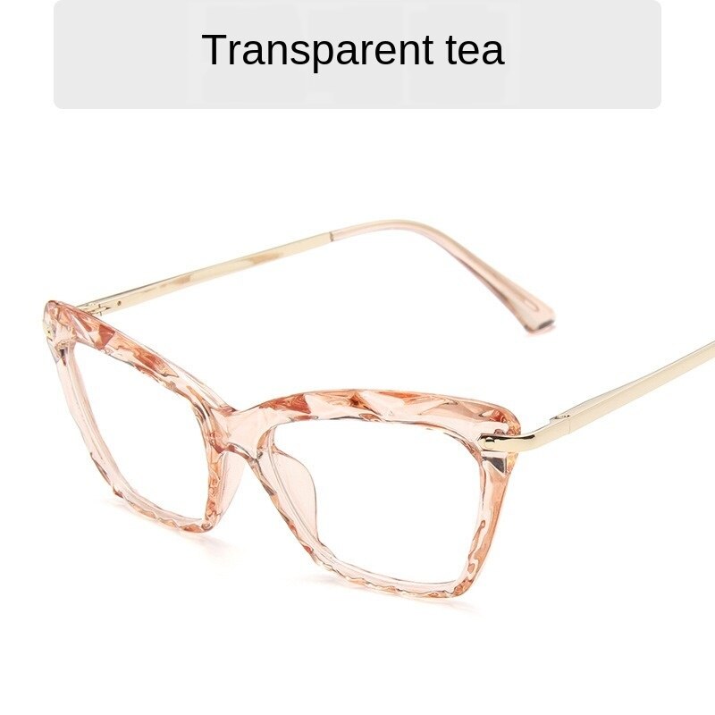 Huhaitangnew retro kattögon platt spegel händelse svart ansikte utan smink gelé färg glasögon fixering enhet