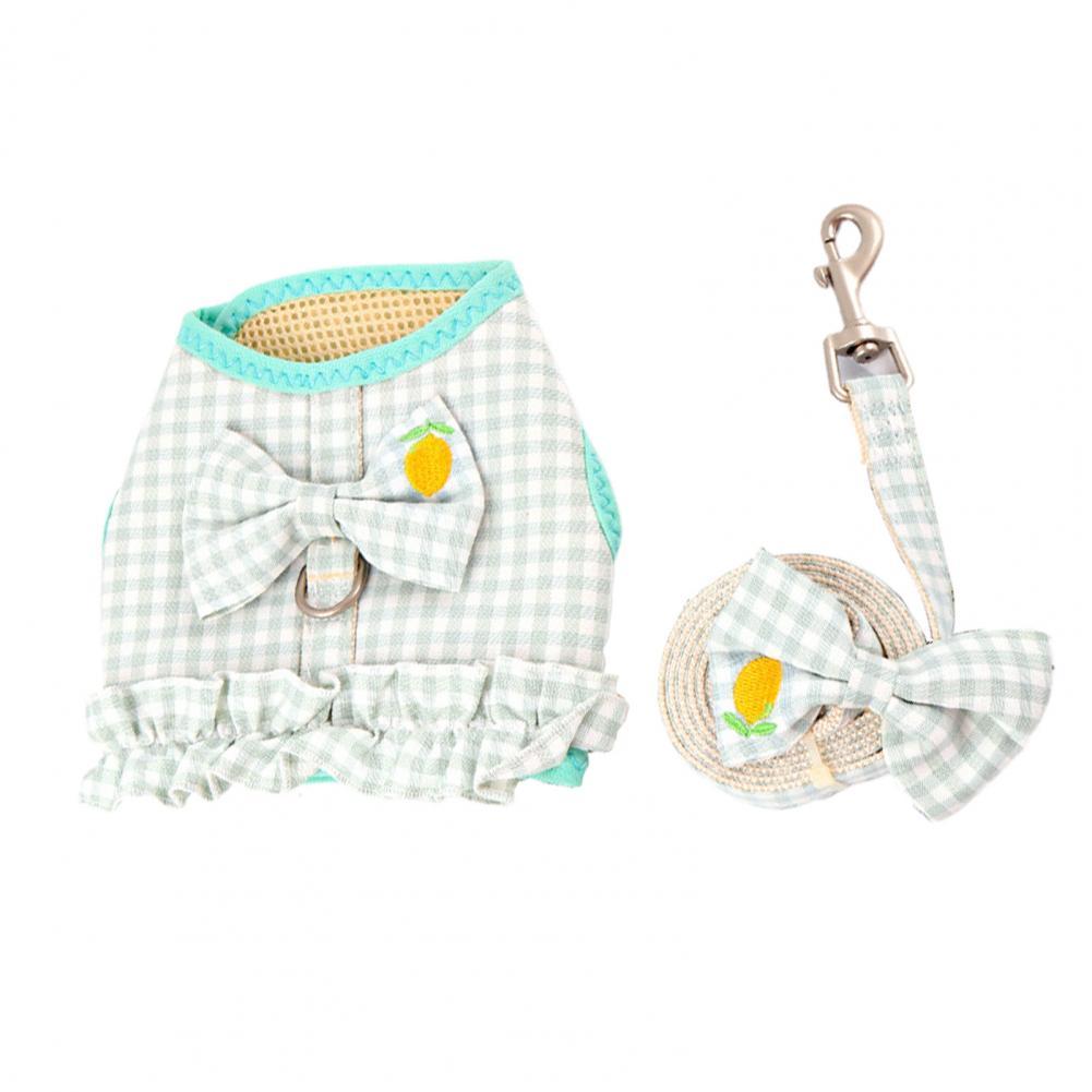 Useful Dog Vest Leash Soft Adjustable Protect Skin Anti Corrosion Vest Harness Set: Green / M