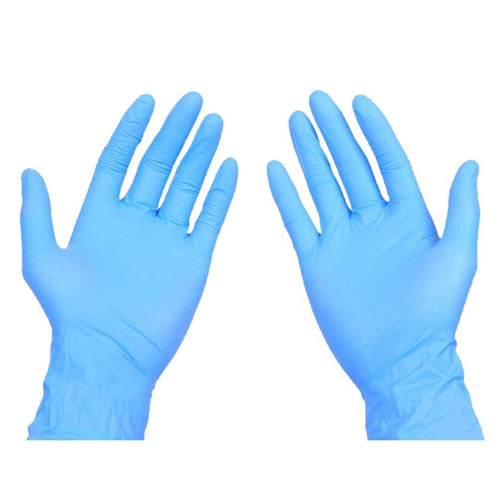 50 stk engangshandsker gummi latex handsker uden pudderhandsker støvtætte universal køkken/opvask/arbejde/have s/m/l: Blå s