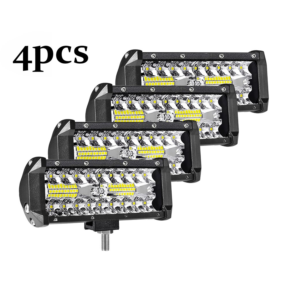 2pcs 7inch 120W Offroad Led Light Bar For Cars Combo Beams Off road SUV ATV Tractor Boat Trucks Excavator 12V 24V Work Lights: 4x 120w work light