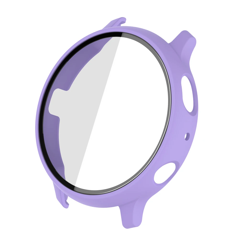 Matte Cover for Samsung Galaxy Watch Active 2 Case 44mm 40mm All Around Coverage Protective Bumpers Glass Screen Protector: Purple / Active 2 44mm