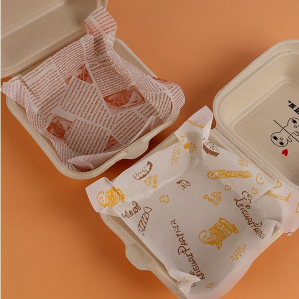 18 * 18cm bento kageæske papir burger kage oliefast papir tallerken papir indpakning bageolie absorberende papir køkken stegepap
