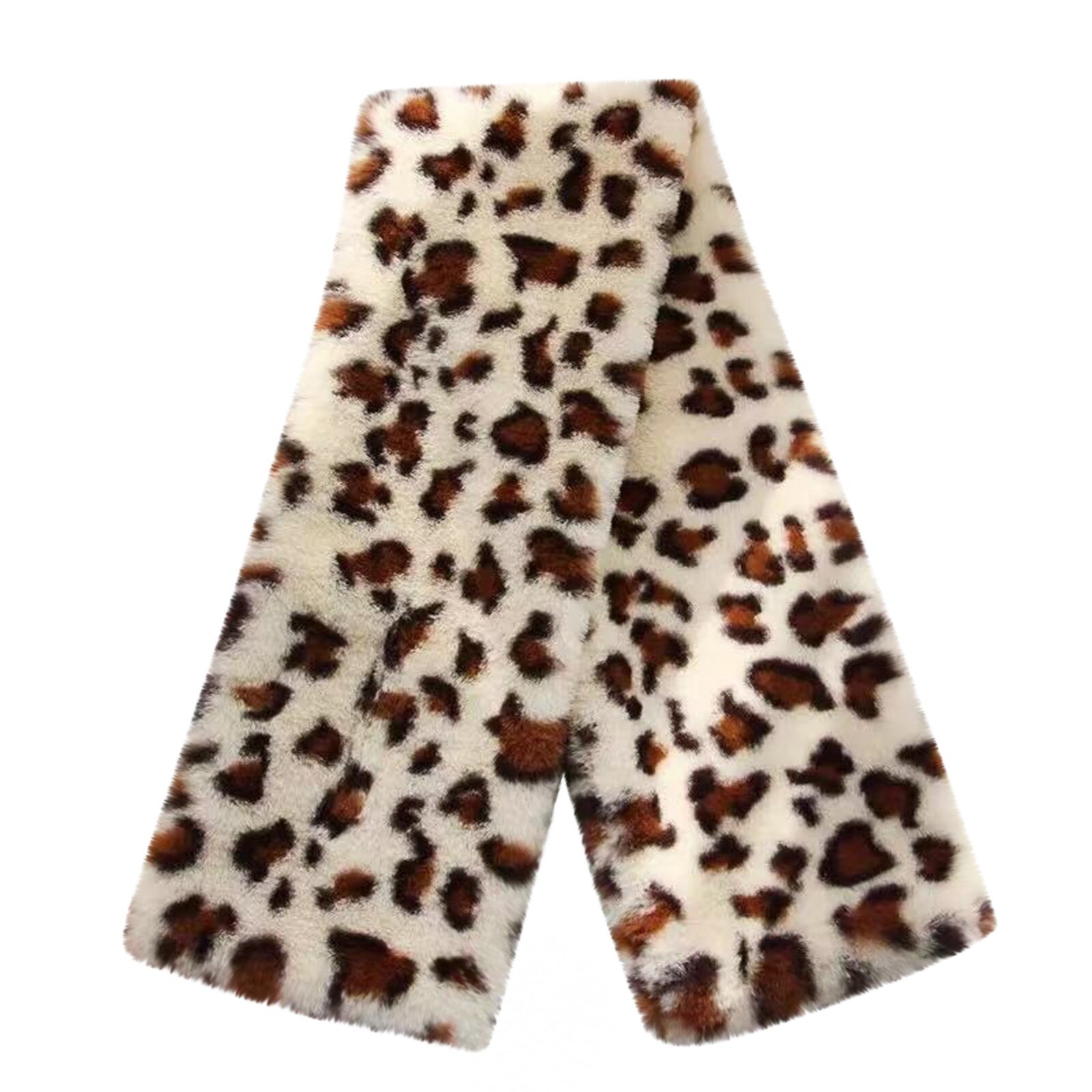 Women Leopard Print Scarves Wraps Winter Faux Villus Scarf Outerwear Lady Pearl Scarf Warm Multi-purpose Shawl Scarf Scarves