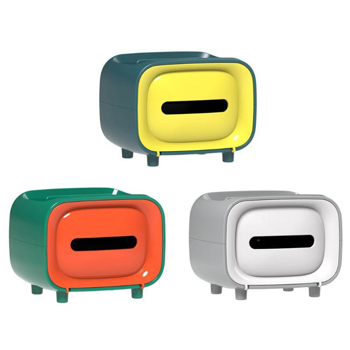 Retro TV Shape Tissue Box Multifunctional Tissue Box Creativity Tissue Container Paper Towel Desktop Remote Control Storage Box