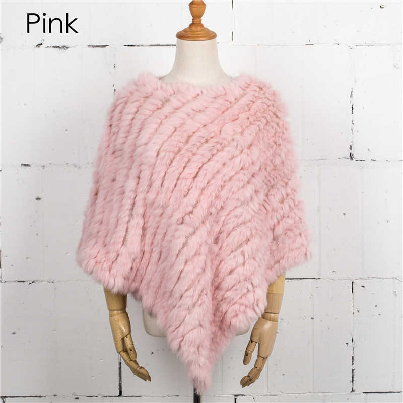Femmes tricot fourrure de lapin châle Poncho Cape Robe Tippet Wrap femme fille manteau Jakcet CK701: green