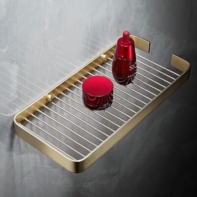 Bathroom Accessories Set Solid Brass Towel Bar/Rack Tissue Rack Toilet Brush Holder Corner Shelves Bath Hardware Brushed gold: Square shelf 1