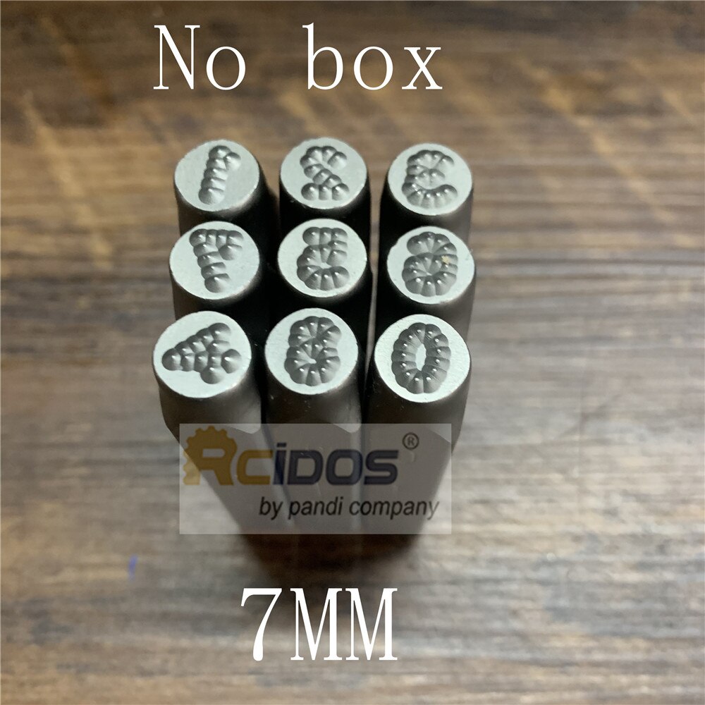 Numbers 6/7/8/10MM Dotted/lattice Motorbike,RCIDOS car chassis number stamp Steel word punch stamp/matrix stamp 0-8: 7mm without box