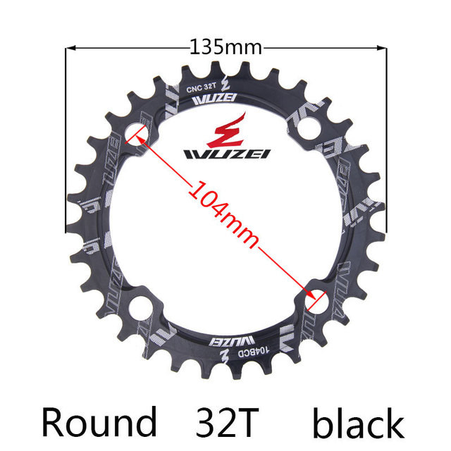 Wuzei 104 bcd crown mtb monoplates kettingblad mountainbike kettingblad 36 34 32 38 40 42 30 tanden fiets smal breed tandwiel: Geel