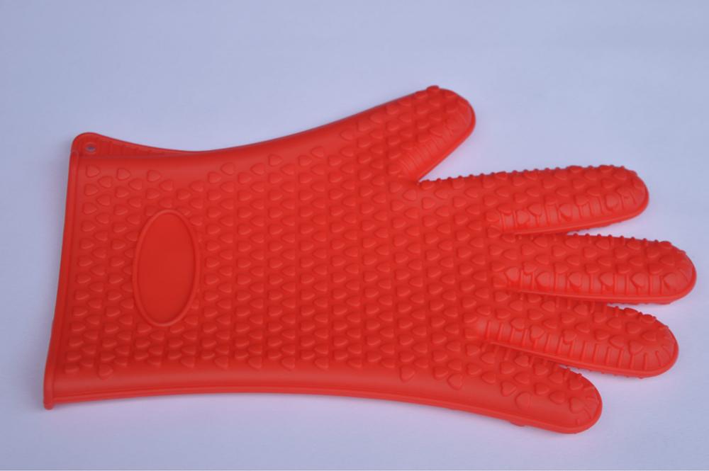 Varmebestandig silikone handske ovn grydeholder bbq madlavning værktøj bagning køkken farverige: Rød