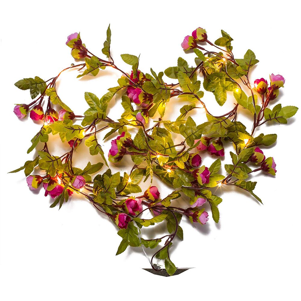 Guirnalda de luces LED con forma de rosa, 2M, 20 luces con batería/alimentación por USB para decoración de fiestas, cumpleaños y bodas