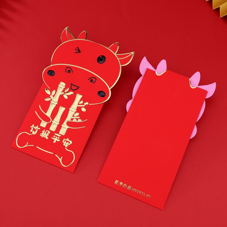12 Pcs Jaar Van De Os Lange Szie Chinese Jaar Rode Envelop