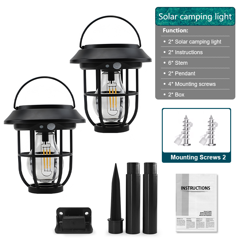 Luz LED Solar para acampar de 1200LM, luces solares para exteriores, lámpara LED recargable, luces ambientales para equipo de Camping, decoración de jardín: orange