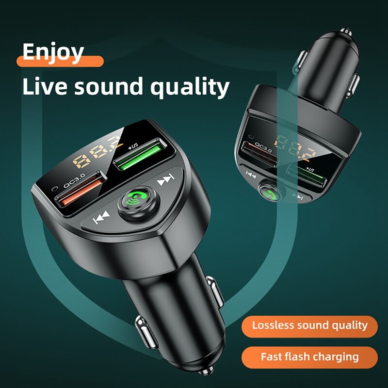 C8 QC 3.0 Bluetooth 5.0 FM Transmitter MP3 Player Car Bluetooth Hands-Free Fm Bluetooth Transmitter