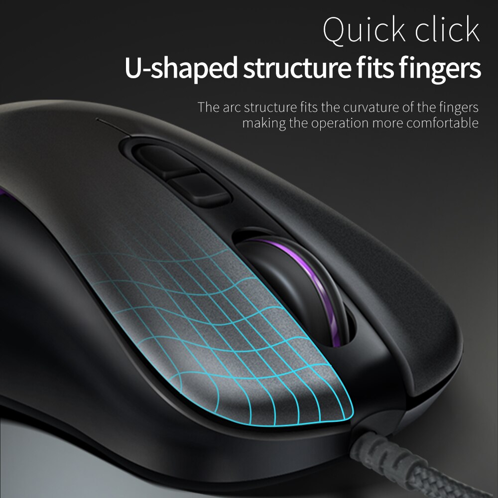 RGB Lighting Define the game USB Wired 4800DPI Adjustable Gaming Mouse Mice Ergonomic Wired Mouse PC Gamer Computer Mouse