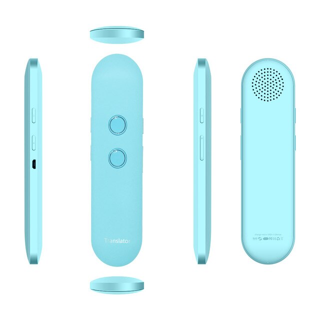 Mini traductor de voz T4 instantáneo, en tiempo Real, dos vías, Bluetooth, 42 idiomas, traducción para viajes de negocios, venta: Blue