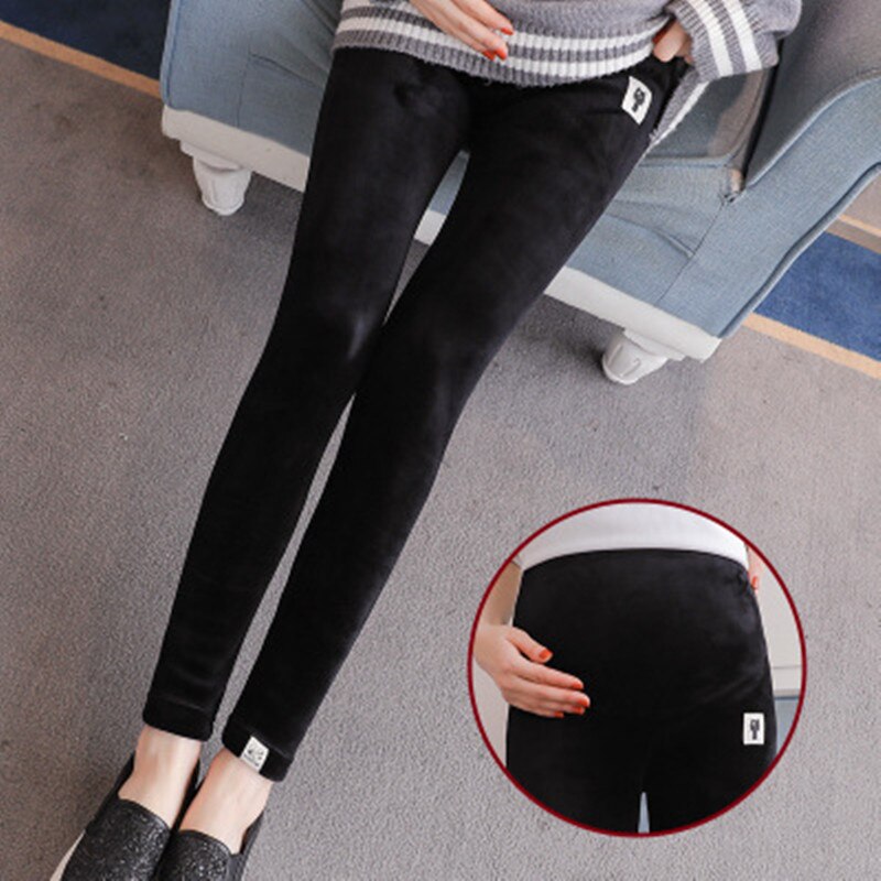 SexeMara Winter Warm Maternity Pants For Pregnant Women Velvet Thickened Underpants Pregnancy Clothes Clothing